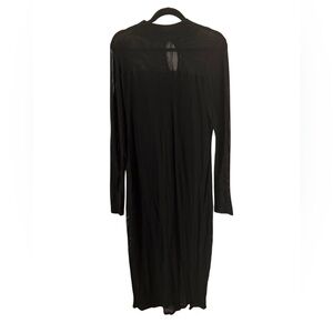 Express Long Sleeve Stretch Knit Lined Black Midi Dress Women’s Ribbed Sheer